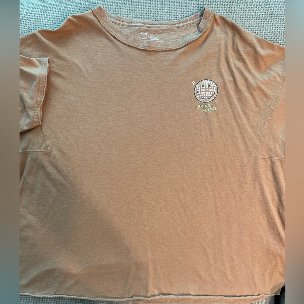 Aerie Smiley Graphic Oversized Boyfriend T-shirt Size XL